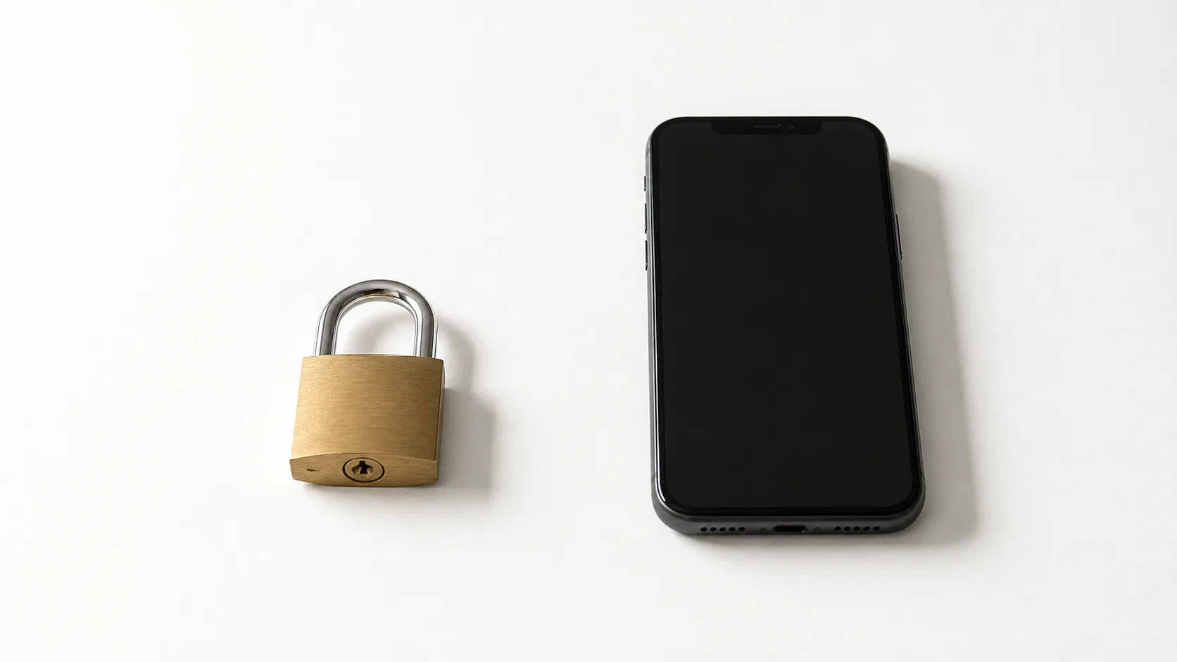 小鎖頭在手機旁邊的白色表面上 — 中小企 AI 客服的客戶數據私隱