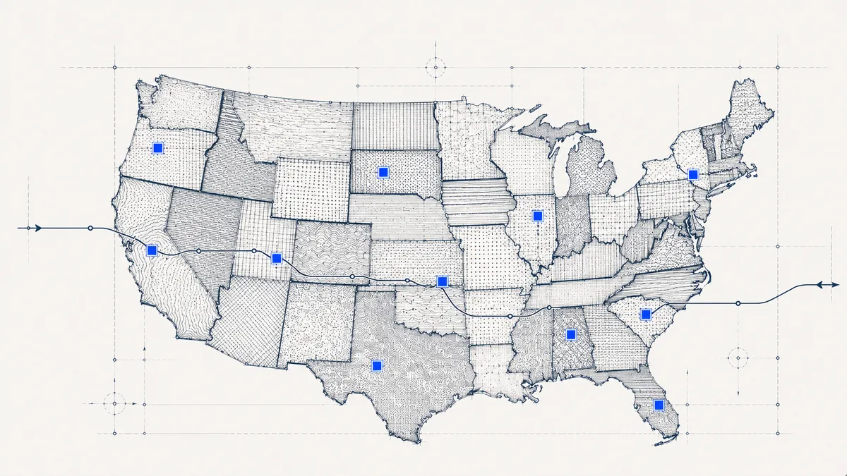 Map of US state privacy laws affecting AI customer service chat data compliance